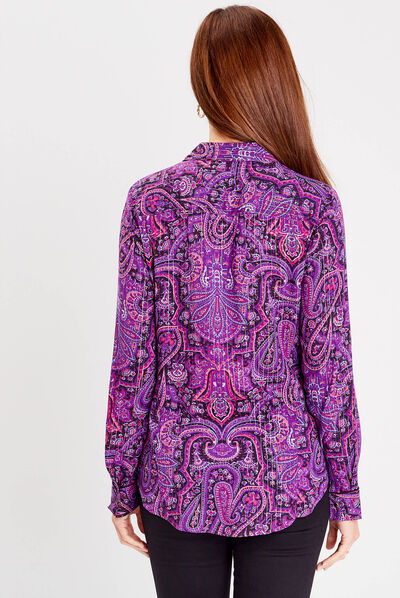 Chemise manches longues violet foncé femme