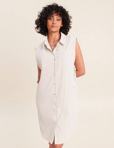 Robe droite courte sans manches fluide taupe femme