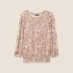 T-shirt col rond manches 3/4 beige femme