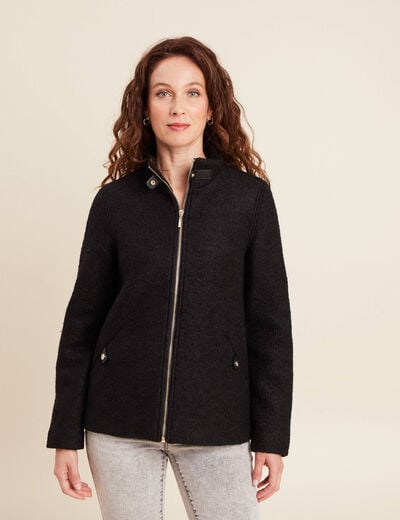 Manteau doubl&eacute; avec laine noir femme