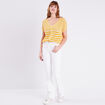 Pull manches courtes jaune moutarde femme