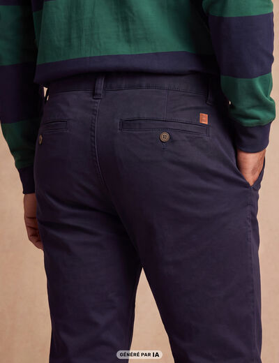 Pantalon Magique Monsieur le Leger chino bleu fonc&eacute; femme