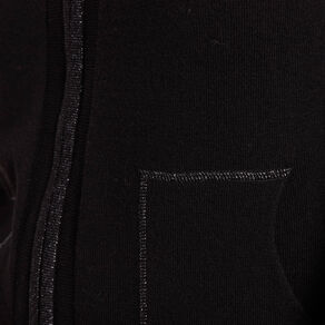 Gilet manches longues à capuche noir femme