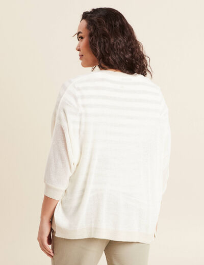 Gilet manches 3/4 ecru femme
