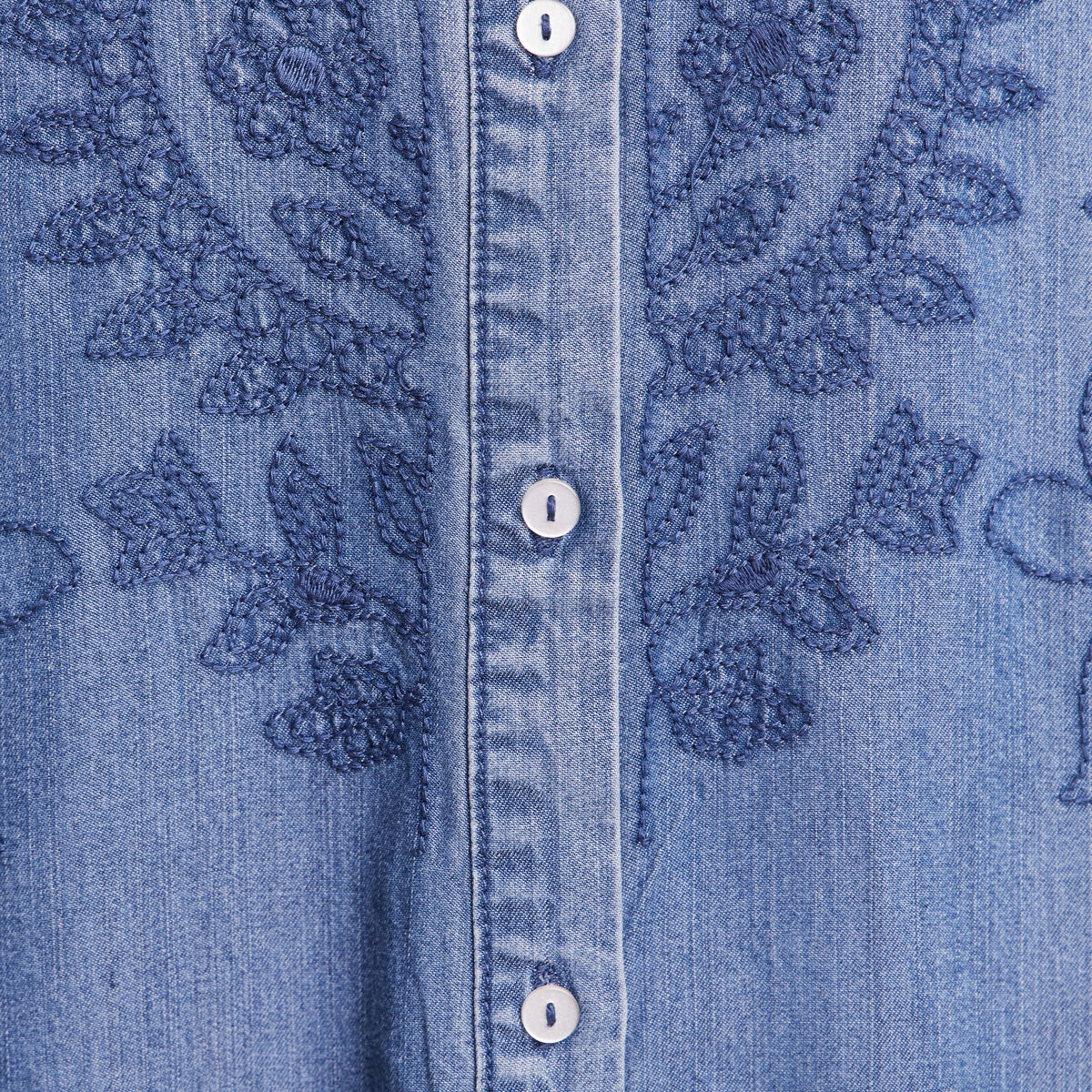 Chemise broderie manches longues denim double stone femme