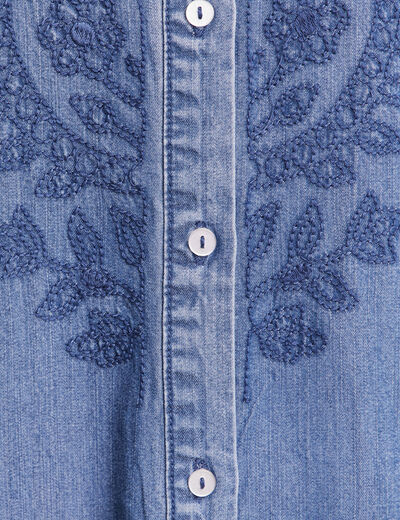 Chemise broderie manches longues denim double stone femme