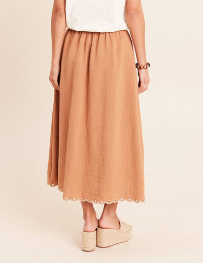 Jupe longue &eacute;vas&eacute;e beige femme