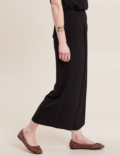 Pantalon large élastiqué noir femme