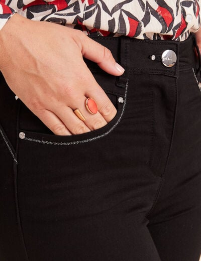 Pantalon droit taille haute noir femme