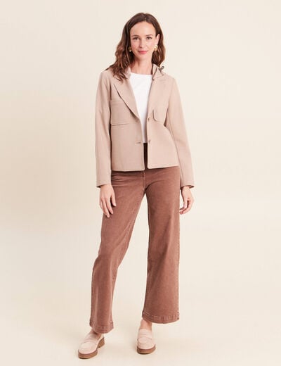 veste cintr&eacute;e doubl&eacute;e avec capuche beige femme