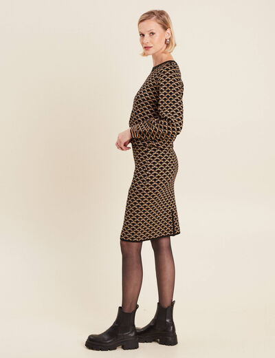 Jupe tricot ajustée noir femme