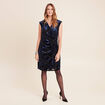 Robe portefeuille d&eacute;tails velours noir femme