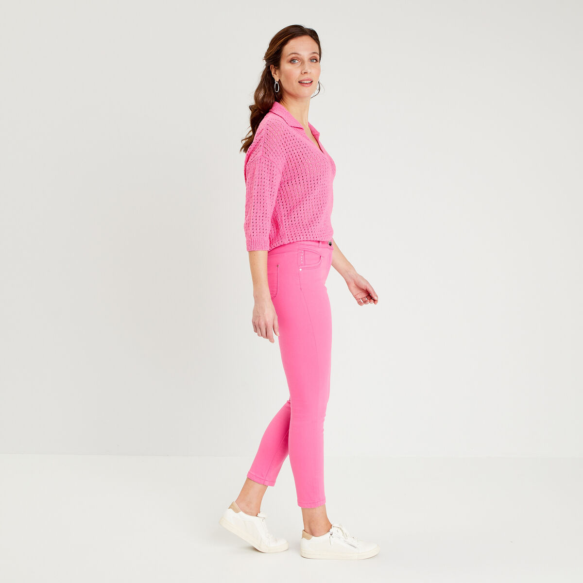 Pantalon ajust&eacute; rose fushia femme