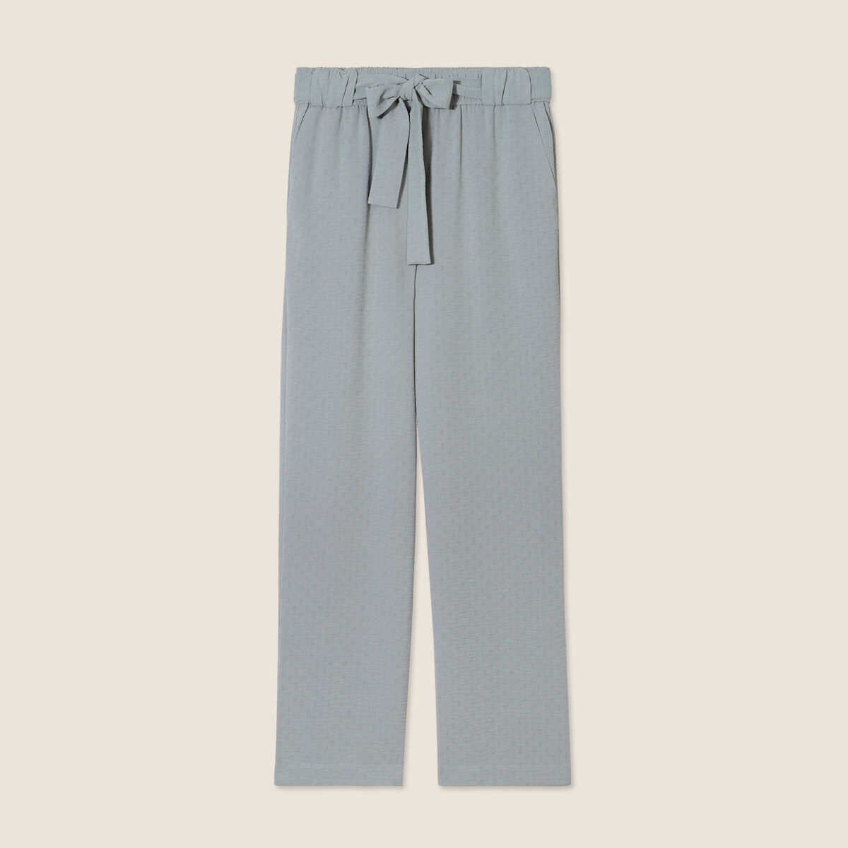 Pantalon flou droit 7/8ème vert clair femme