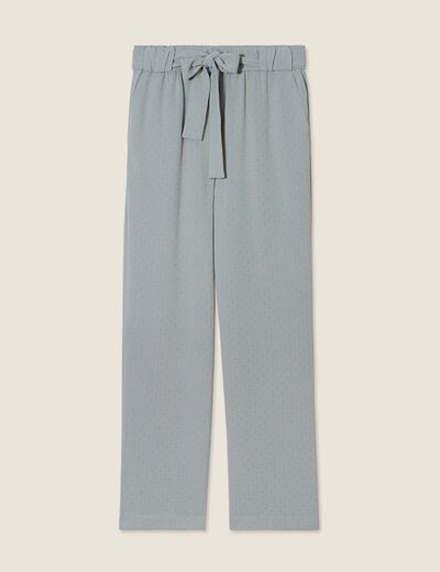Pantalon flou droit 7/8ème vert clair femme