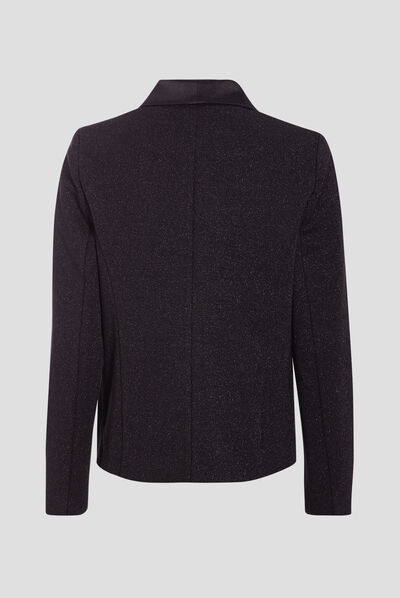 Veste droite avec col tailleur noir femme