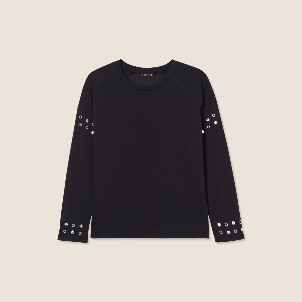 Sweat manches longues clous noir femme