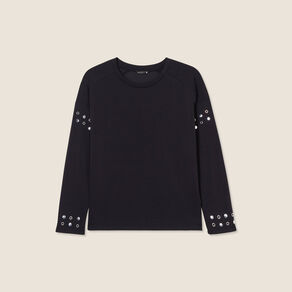 Sweat manches longues clous noir femme