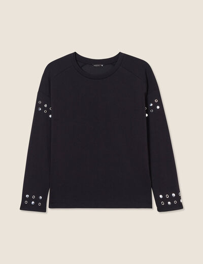 Sweat manches longues clous noir femme