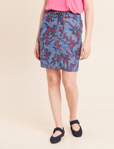 Jupe droite r&eacute;versible bleu femme