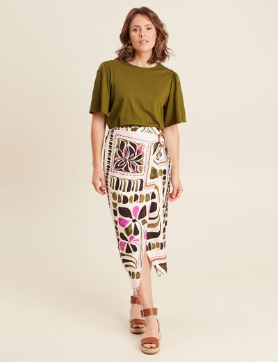 T-shirt manches courtes vert olive femme