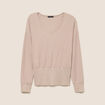 Pull col v manches longues brillant couleur or femme