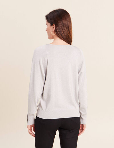 Pull manches longues gris argent femme