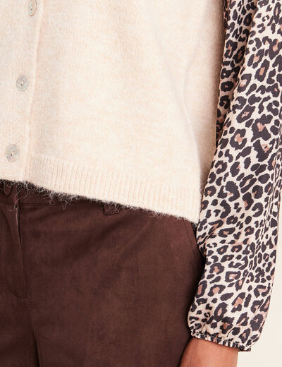 Pull col rond beige femme