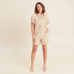 Short taille haute beige fonce femme
