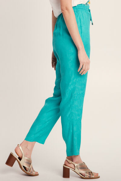 Pantalon flou fluide vert femme