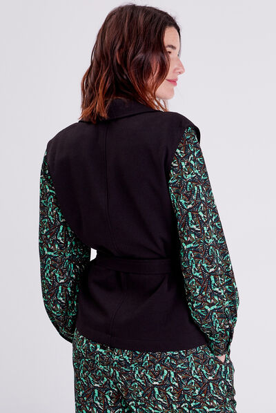 Veste tailleur sans manches noir femme