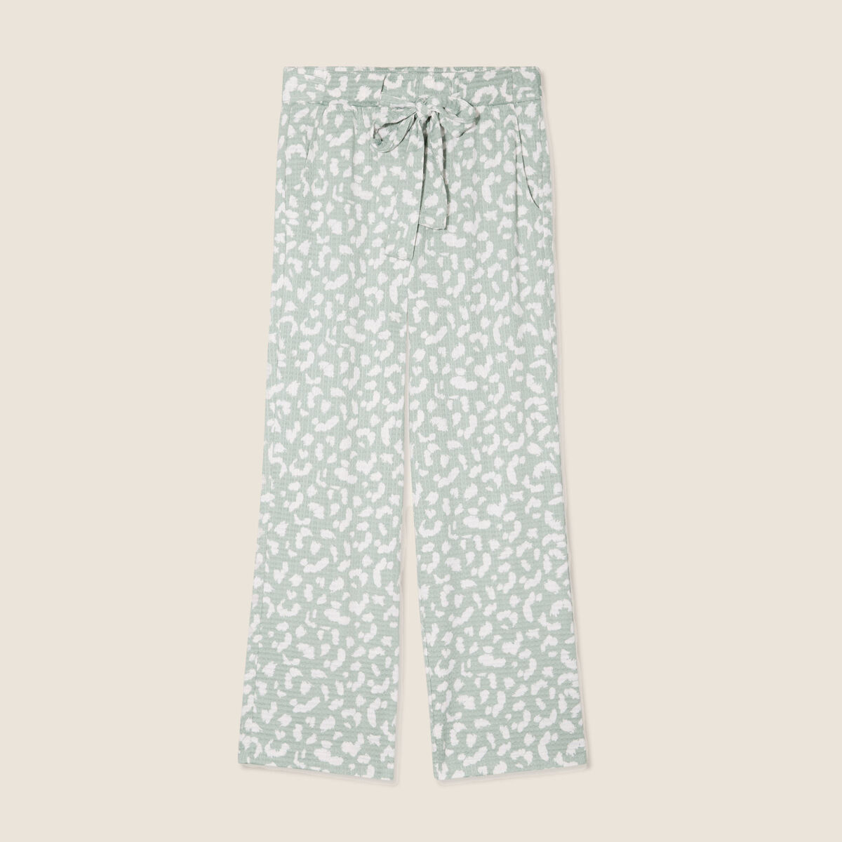 Pantalon coupe large 7/8&egrave;me taille haute taupe femme