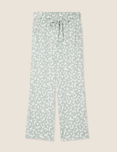 Pantalon coupe large 7/8&egrave;me taille haute taupe femme