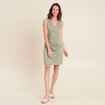 robe courte droite réversible en jean vert olive femme