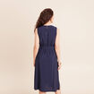 Robe &eacute;vas&eacute;e 3/4 sans manches ceinture bleu marine femme