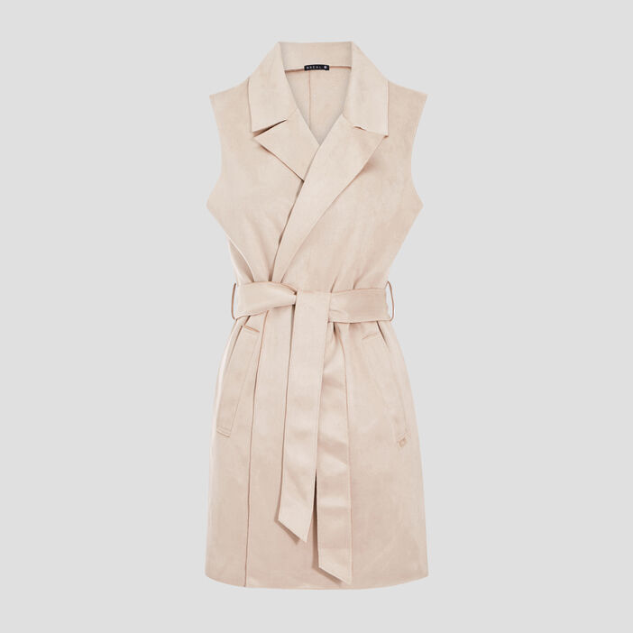 Trench droit sans manches sable femme