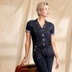 Combinaison pantalon en jean denim brut femme