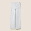 Pantalon droit taille haute blanc femme
