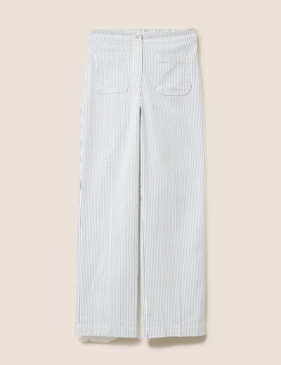 Pantalon droit taille haute blanc femme