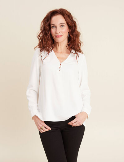 Blouse manches longues ecru femme