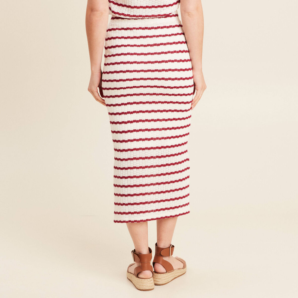 Jupe droite longue beige femme