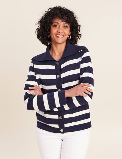 Veste r&eacute;versible en maille bleu femme
