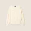 Pull manches longues ajouré ecru femme