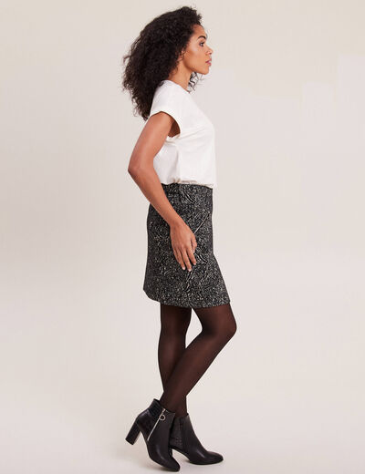 Jupe droite détails zippés noir femme