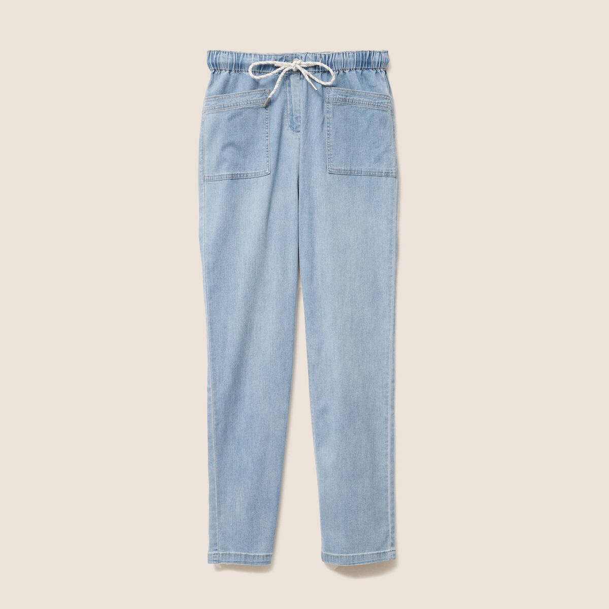 Pantalon jogpant 7/8ème en coton denim double stone femme