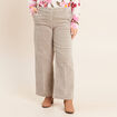 Pantalon large velours c&ocirc;tel&eacute; vert clair femme