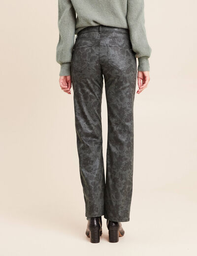 Pantalon taille bascul&eacute;e vert femme