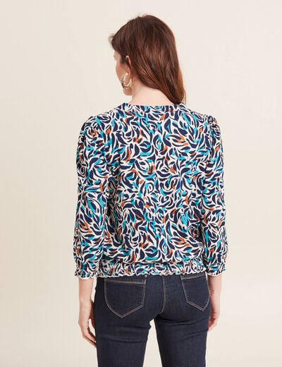 T-shirt manches 3/4 bleu canard femme