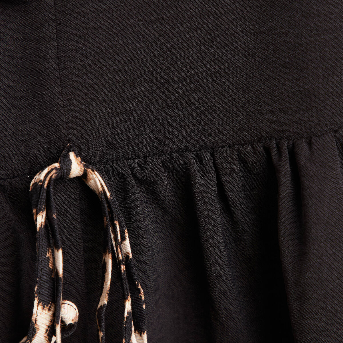 blouse ample col rond manches 3/4 noir femme
