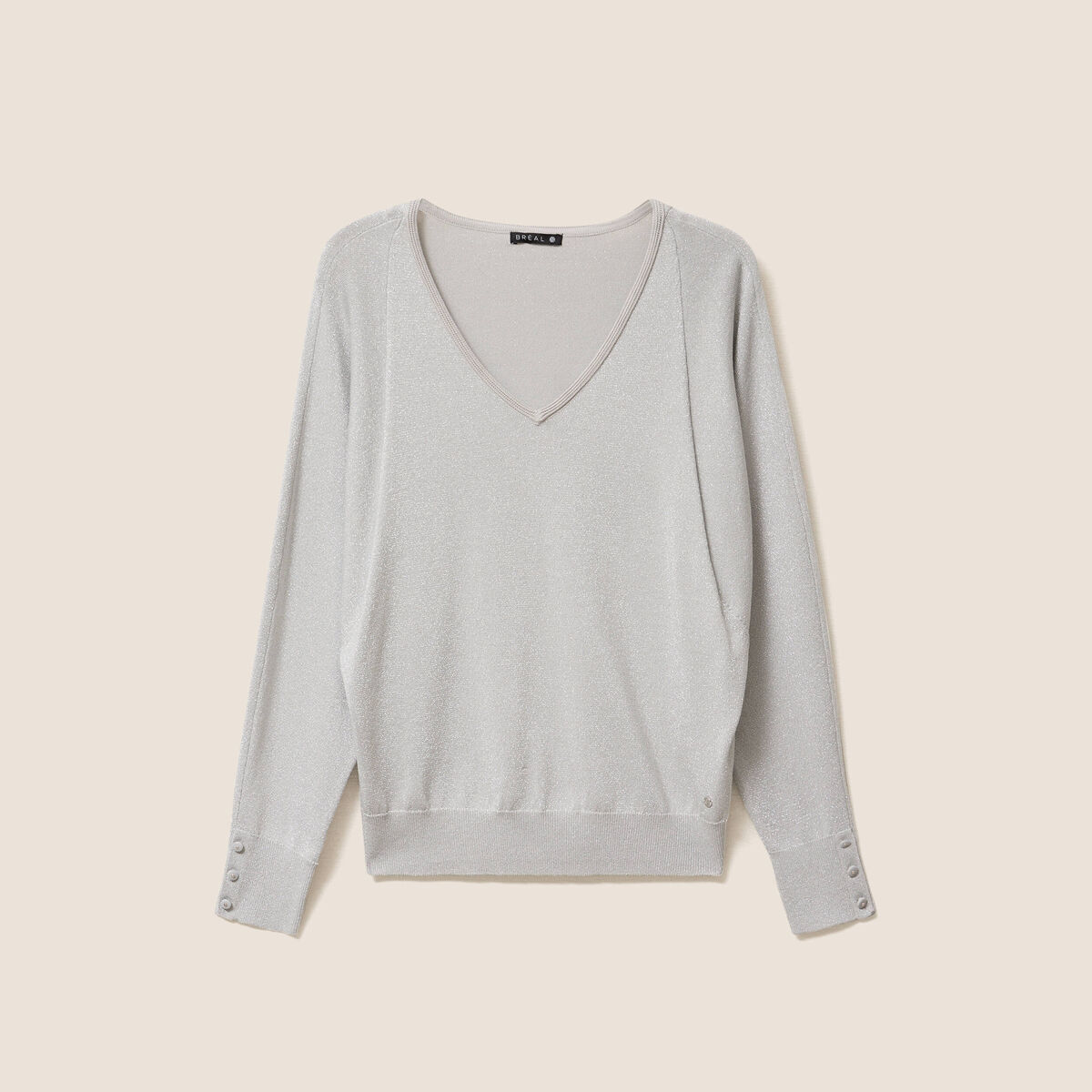 Pull manches longues gris argent femme